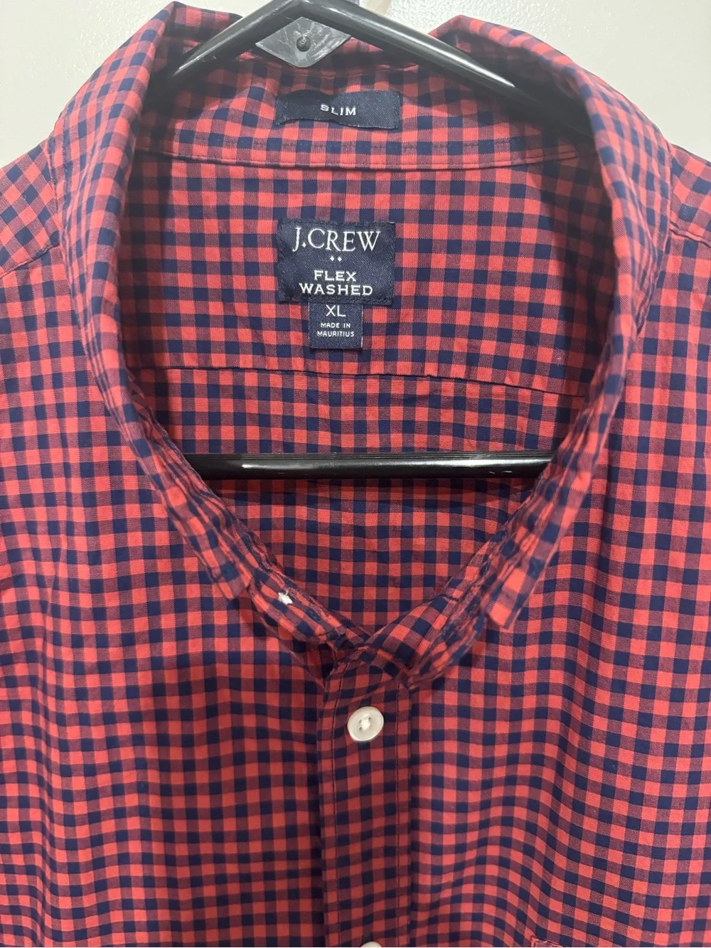 J. Crew Men’s Red and Black Gingham Button-Down Shirt